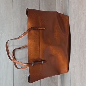 Kattee Women Elegant Camel Brown Leather Tote Bag Office